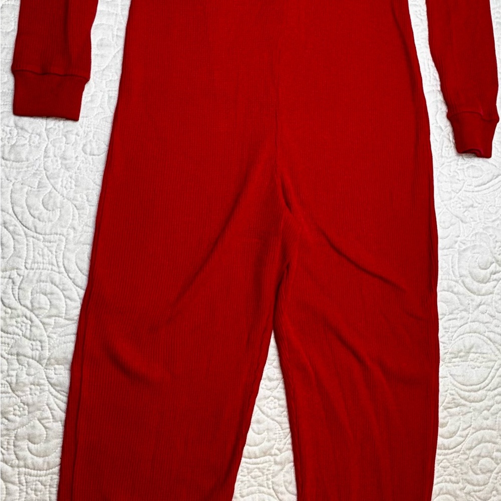 Victoria’s Secret Women's Red Thermal Button Up V -Neck Pajama One Piece Size M